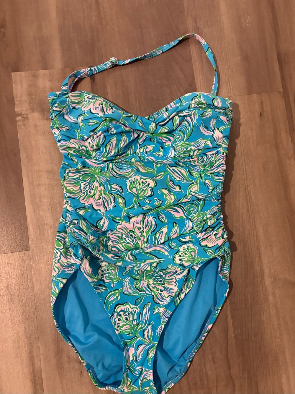 Lilly Pulitzer Flamenco One-Piece Swimsuit in Cumulus Blue Chick Magnet size 10